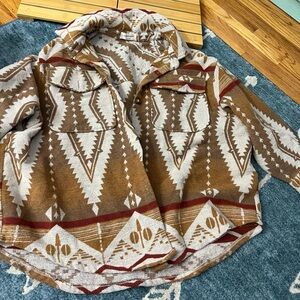 Saints & Hearts oversized Jacket in Brown and Cream